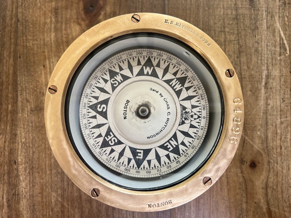 E.S. Ritchie & Sons Boston Nautical Box Ship Compass 1925