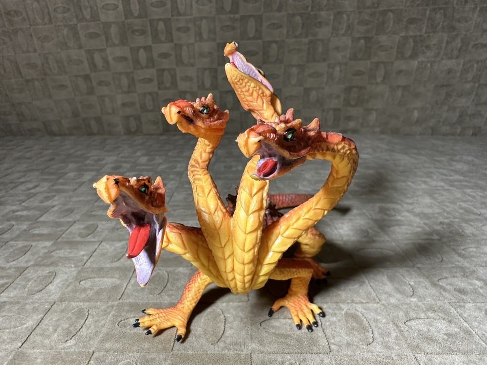 4-Headed Orange Hydra (Dragon) Figure Hard Plastic
