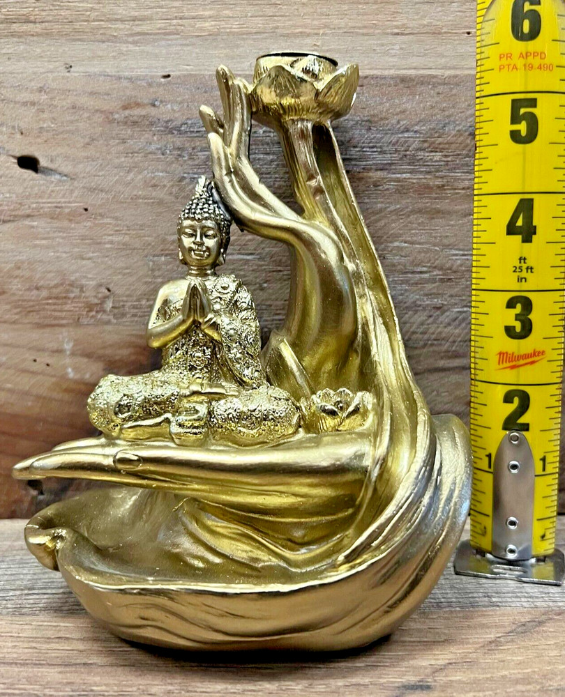 Buddha Resin Backflow Incense Burner 5.5" x 4.5"