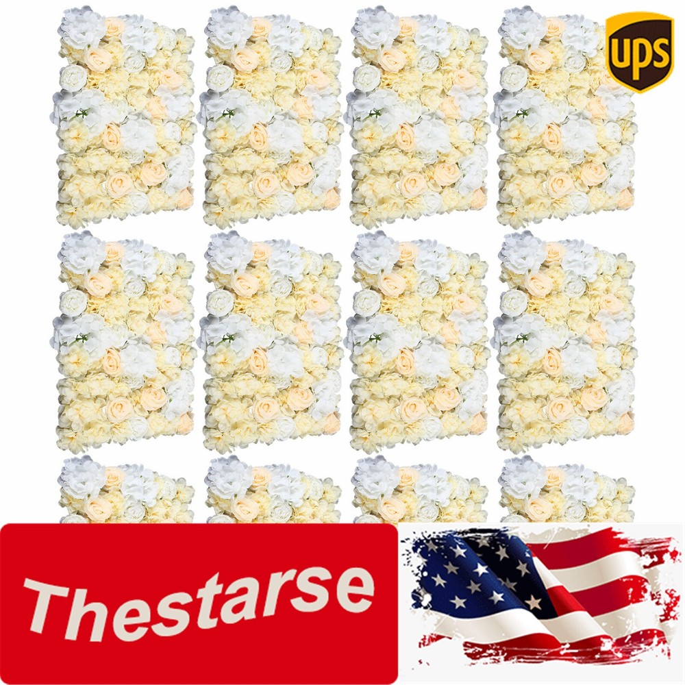 12 Pack Artificial Flower Wall Panels Hydrangea and Rose Flower Backdrop Panels