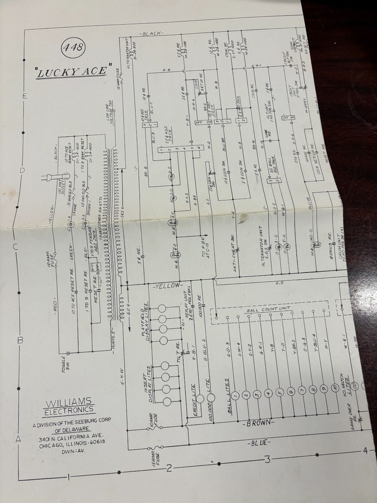ORIGINAL-WILLIAMS-LUCKY ACE-#448-SCHEMATICS