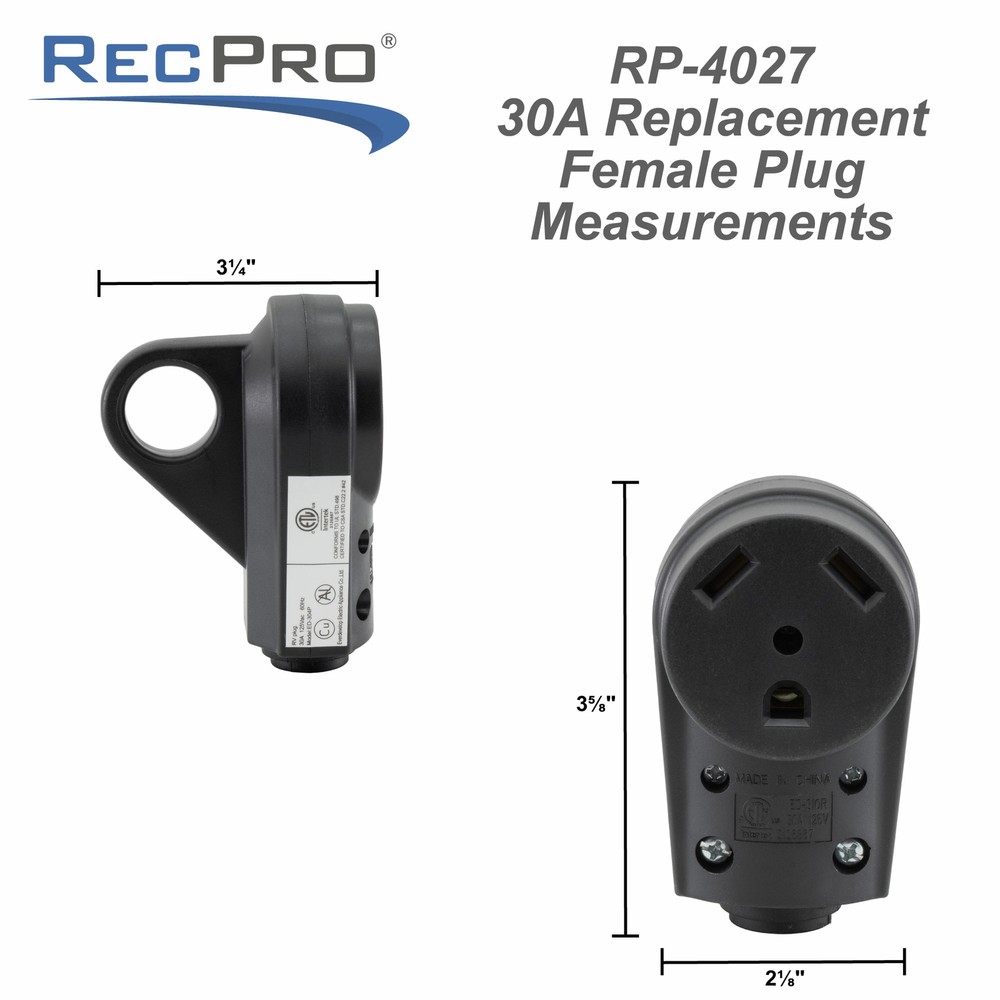 30 Amp RV Plug Replacement Female Connector End Gripped Power Adapter