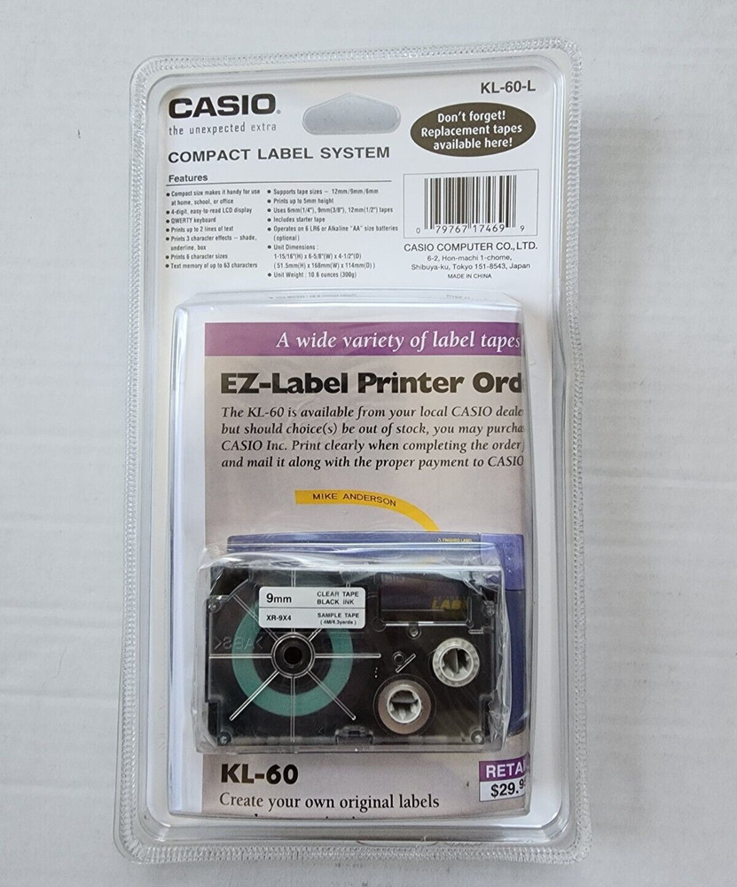 Casio KL-60L Label Maker Thermal Printer Compact System NIB Sealed