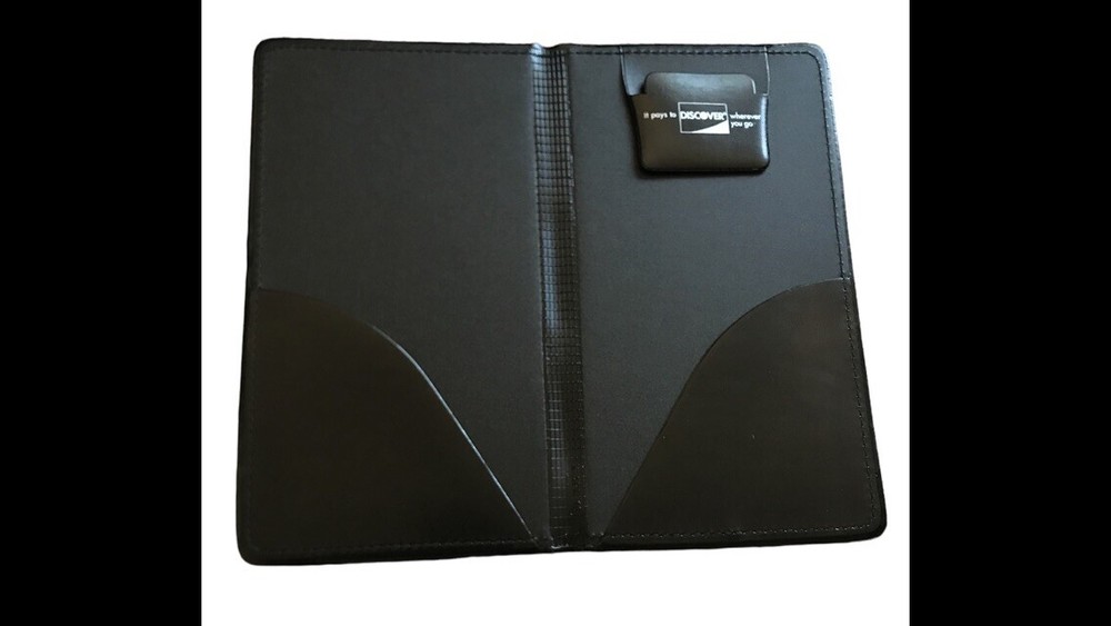 NEW~DISCOVER Double Panel Check Presenter / Restaurant Bill / Server Book Black