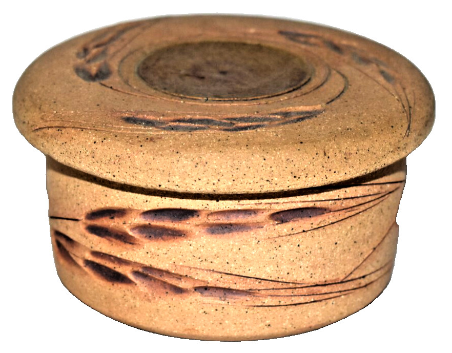 2 Studio Pottery Stoneware Covered Lid Dishes Bowls