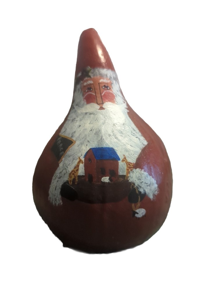 Primitive Hand painted Santa Gourd