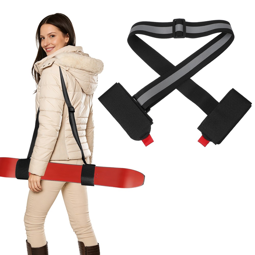 Ski Strap, Adjustable Ski Carrier Shoulder Straps,Black & 48.4"