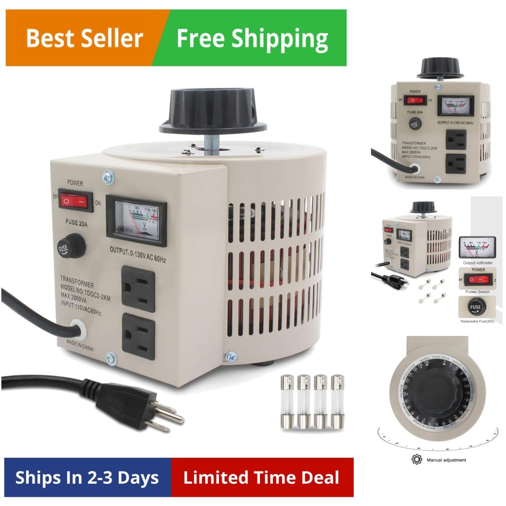 Variable Transformer Variable Voltage Regulator, 0-130V Output, 110V-120V Input,