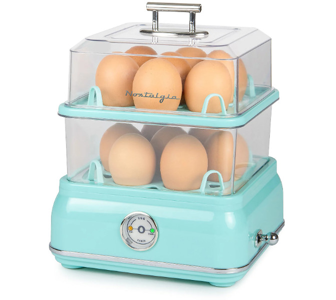 Retro Electric Egg Cooker 14 Egg Capacity Automatic Soft Medium Hard Boiled