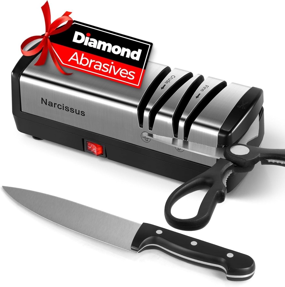 Professional Electric Knife Sharpener for Stainless & Ceramic Knives – Silver