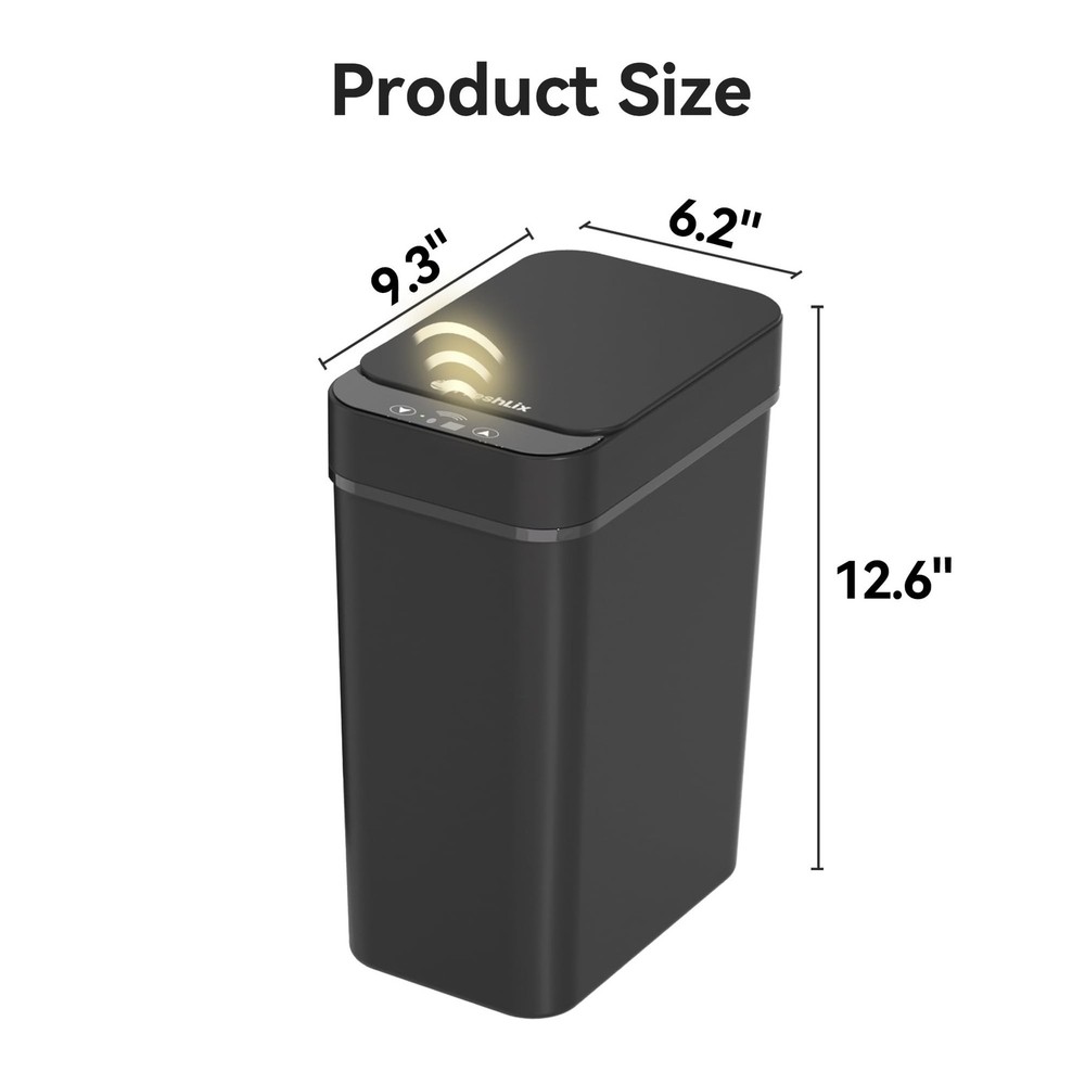 3 Pack Bathroom Trash Can 2.6 Gallon Small Touchless Automatic Motion Sensor ...