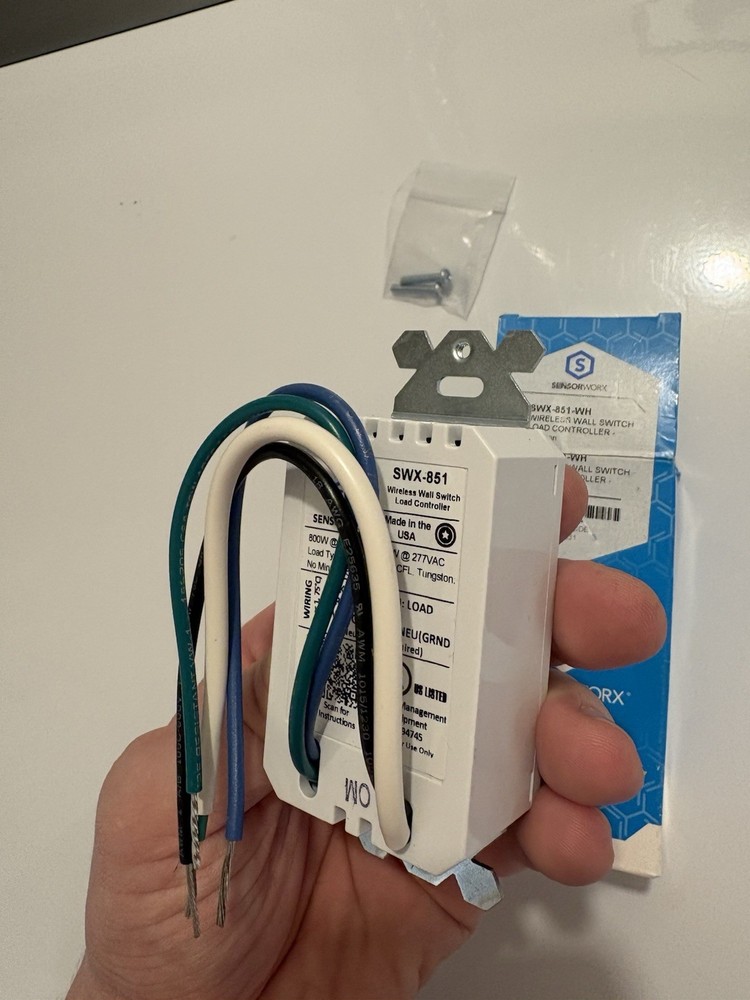 SensorWorx Wireless Wall Switch Load Controller SWX-851-WH￼120/277 VAC