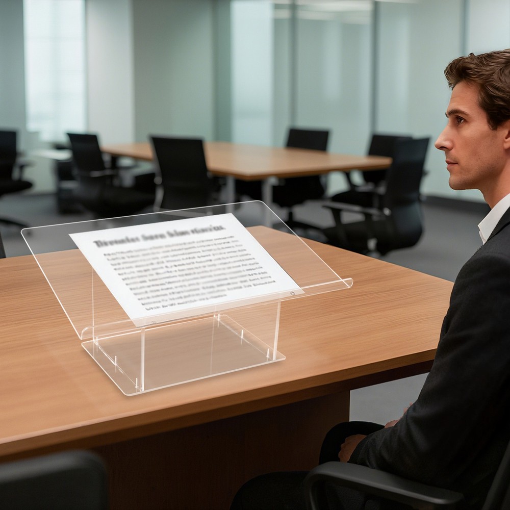 Clear Acrylic Podium Stand with Spacious Tabletop for Presentations