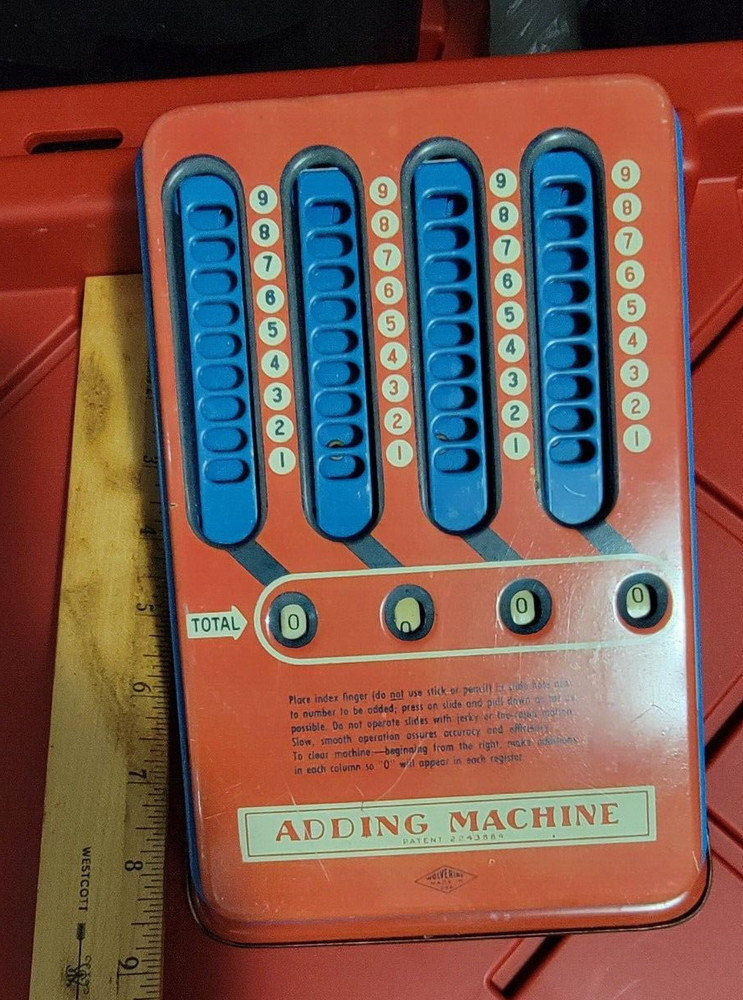 VINTAGE WOLVERINE MANUAL METAL ADDING MACHINE-PATENTED 6-3-1941