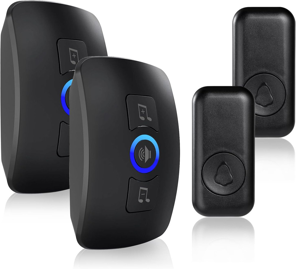 2Wireless Doorbell Chime Waterproof Plugin Receiver Adjustable Volume 1000FT Kit