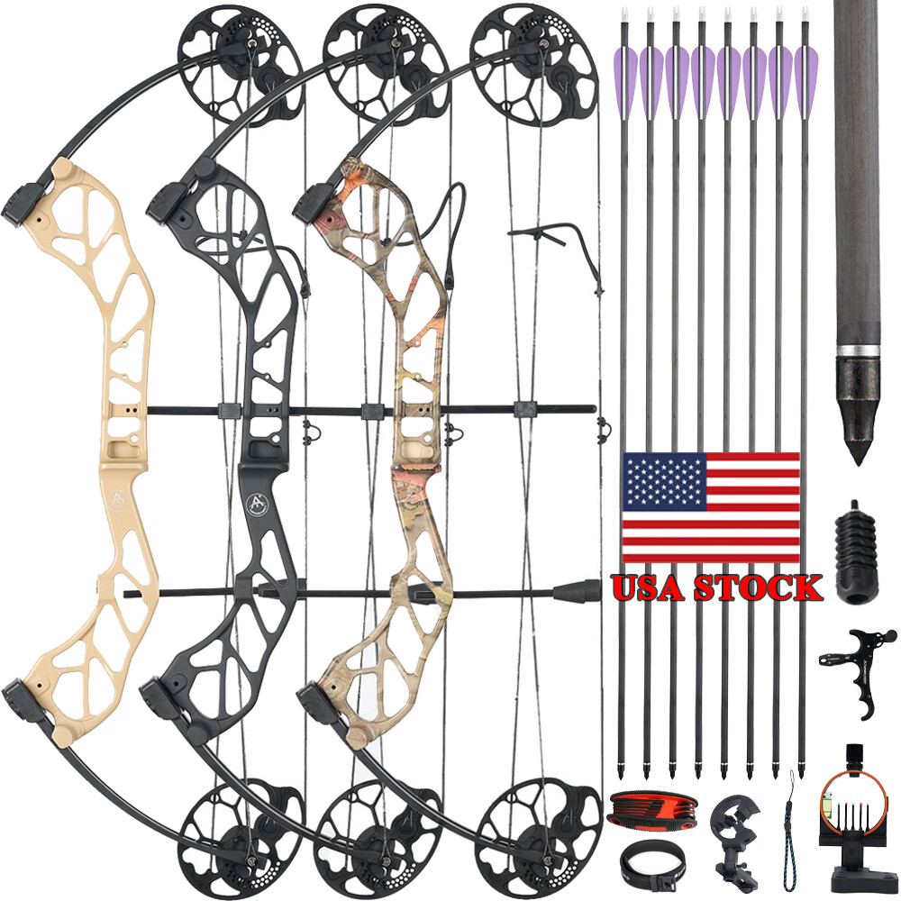 Archery Adjustable 19-70lbs Compound Bow Carbon Arrows Target Hunting Shooting
