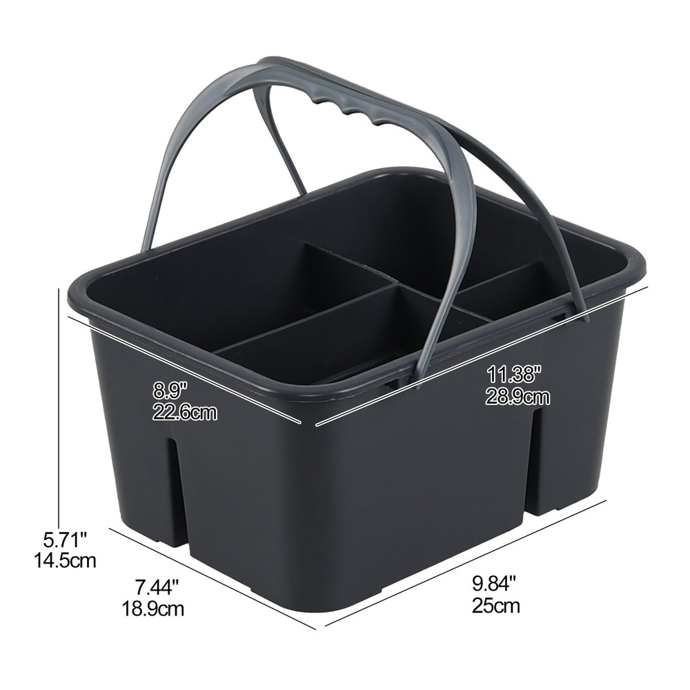 Plastic Cleaning Supply Caddy with Handles, Multi Compartment Storage Caddy B...