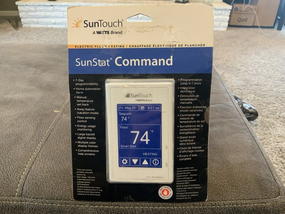SunTouch SunStat Command Color Touchscreen Programmable Floor Heating Thermostat