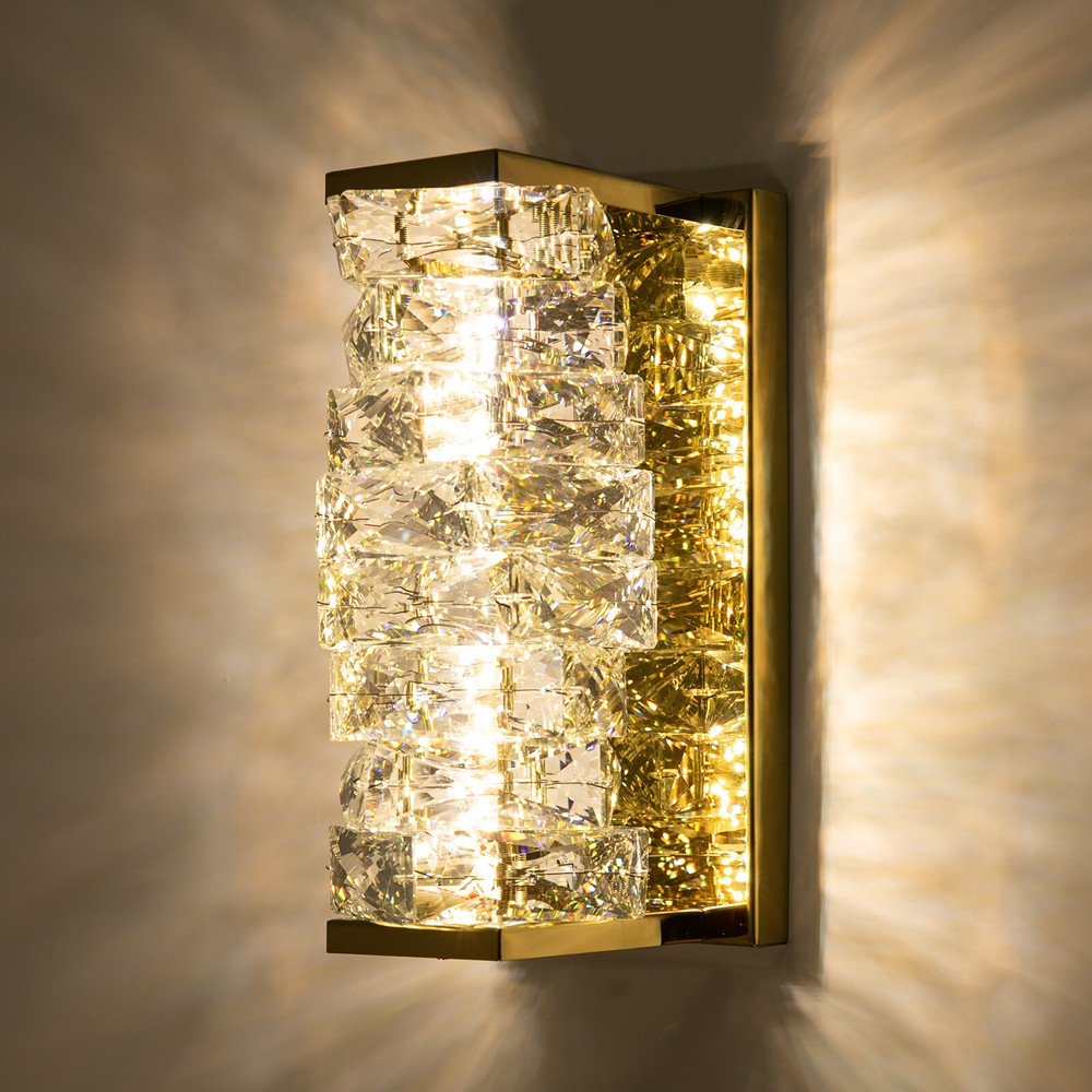 Modern Golden Crystal Wall Lamp with Adjustable LED Light Source