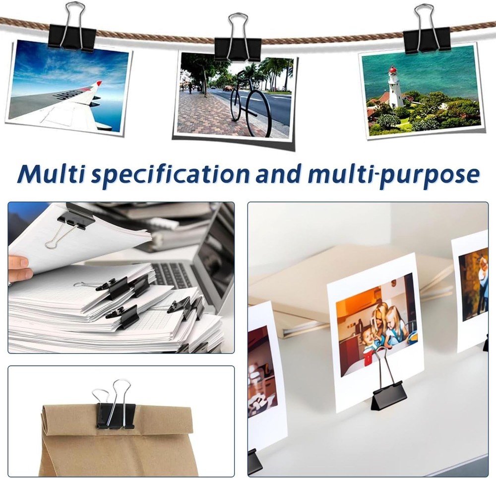 Medium Binder Clips, 72Pack, 1inch, Black Paper Medium, Small,