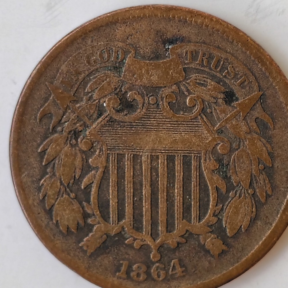 1864 Two Cent Piece – Large Motto – “IN GOD WE TRUST”
