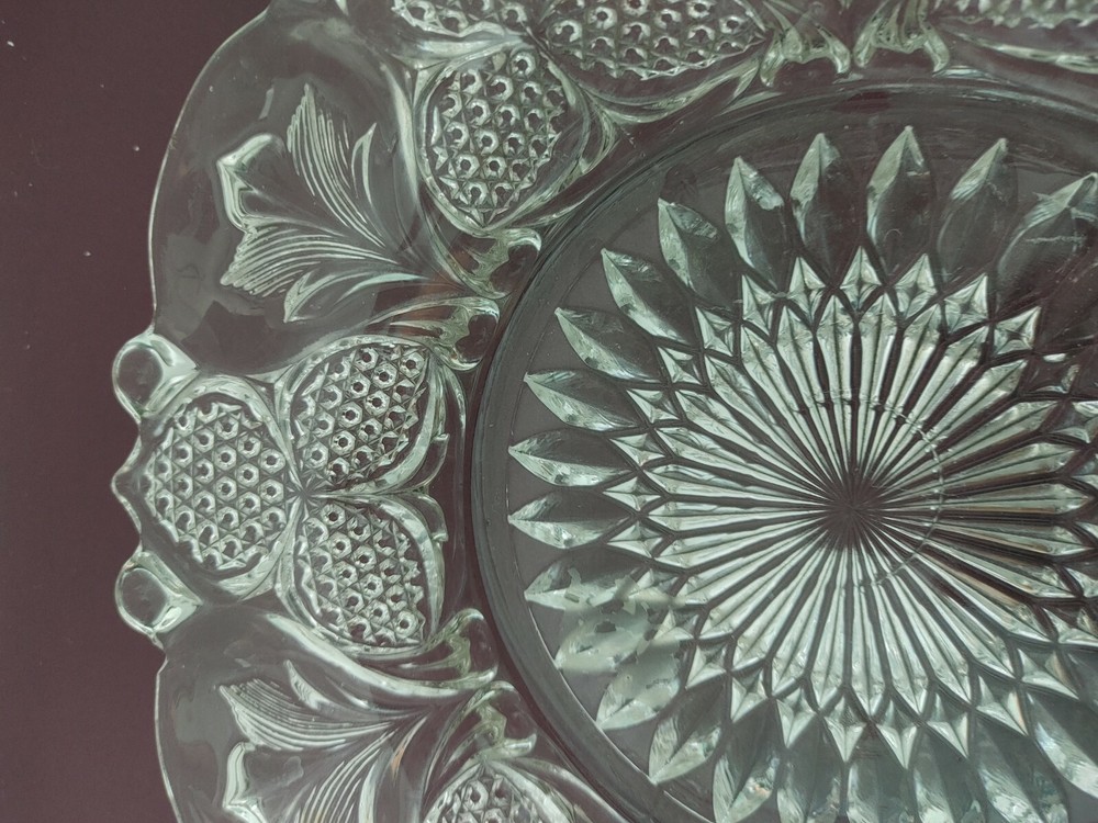 Vintage Embossed Glass Bowl with Curled Edge