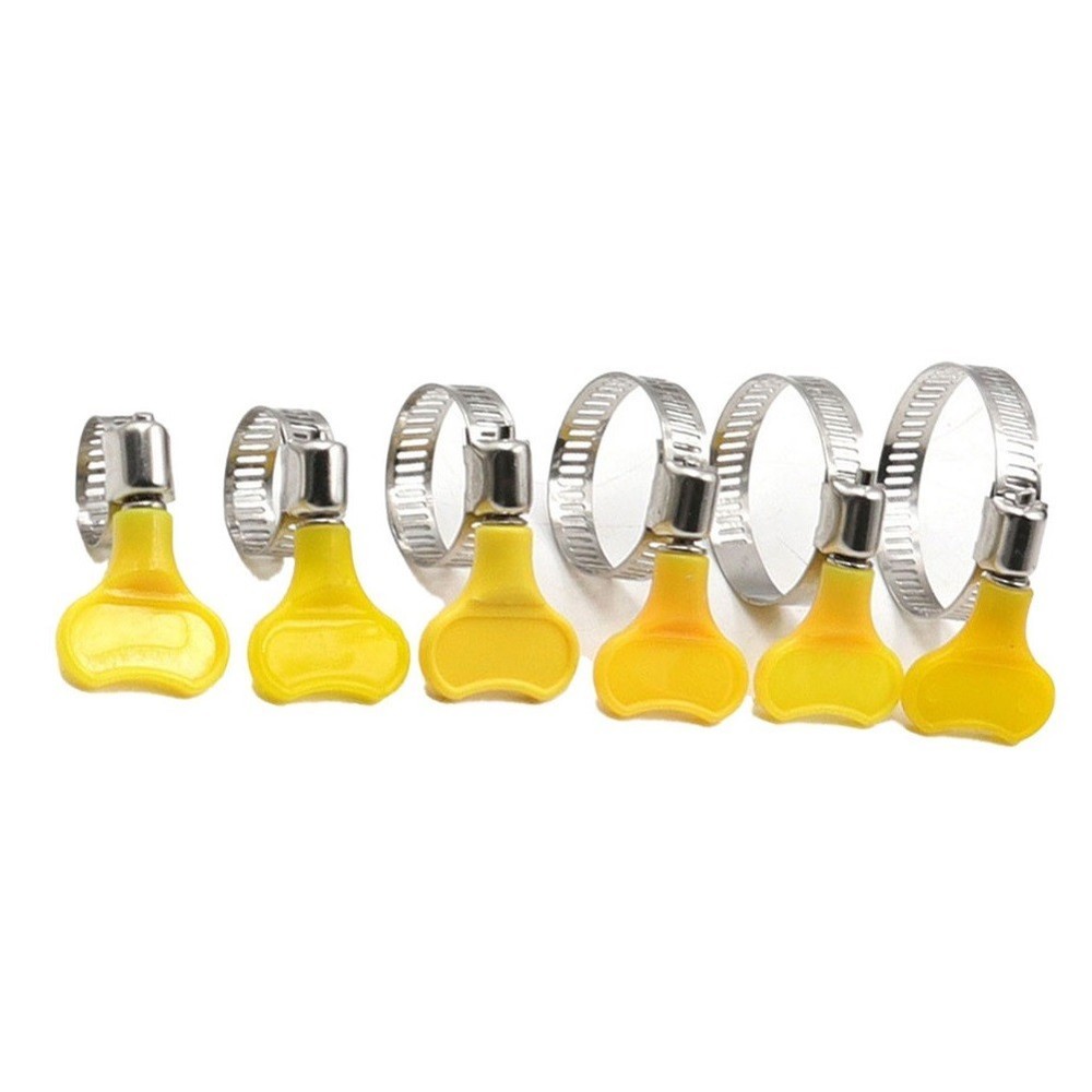 Easy to Use Hose Clamps 10pcs Adjustable 10 38mm Range Yellow Plastic Handle