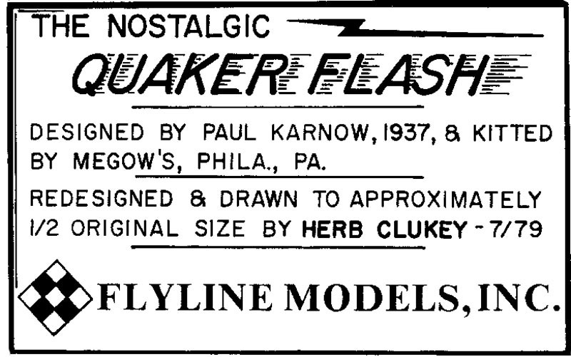 Model Airplane Plans (RC-FF): Quaker Flash 34" for .020 Engine / Elec. (Flyline)