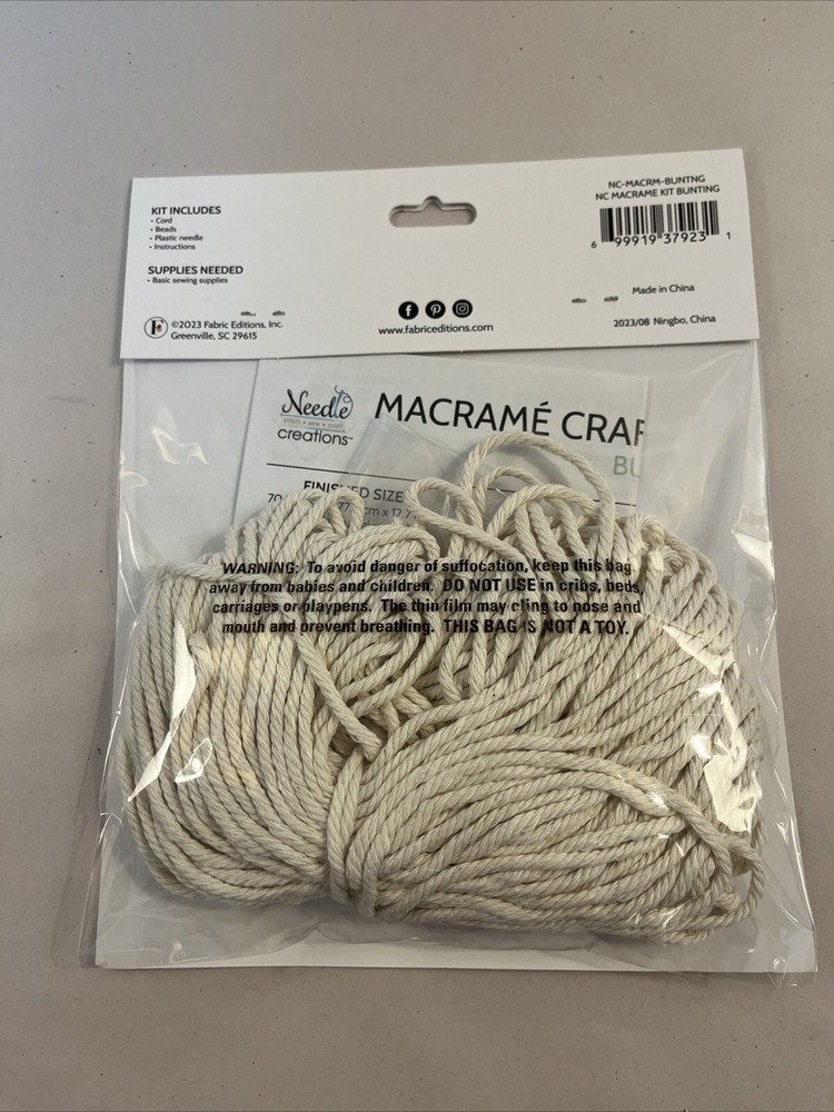 Macrame Craft Kit Complete Kit, Bunting, Skill Level Intermediate