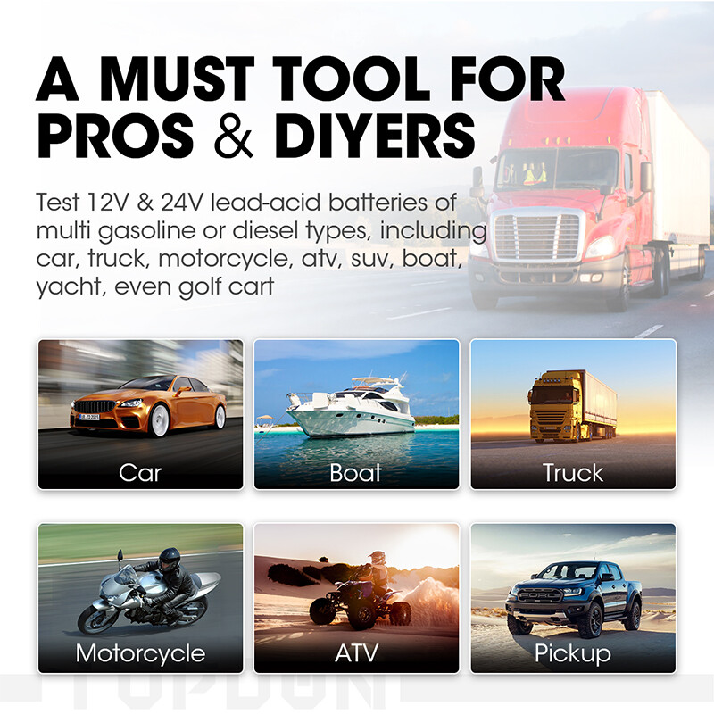 TOPDON BT200 12V 24V Car Battery Load Tester Charging System Analyzer 2000CCA