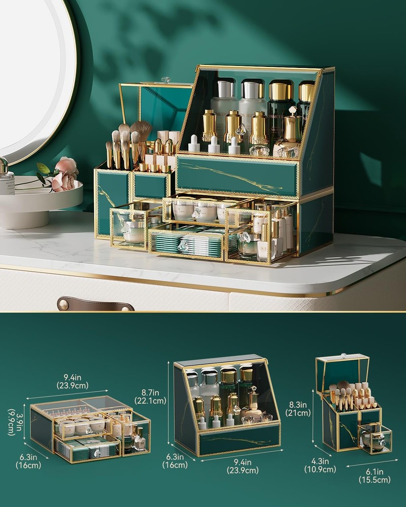 Makeup Organizer Green– Large Vanity Organizer