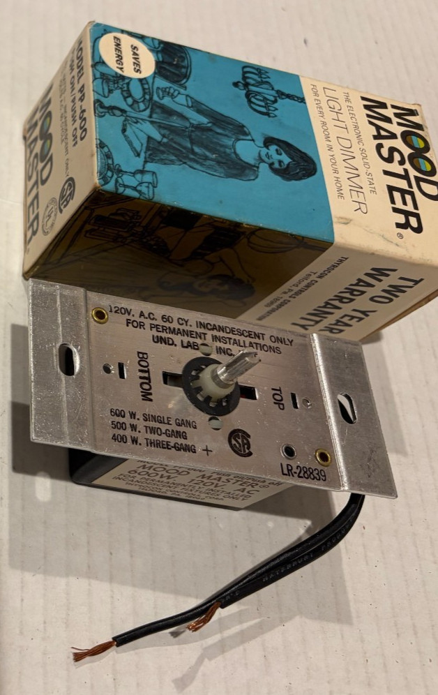 Mood Master Light Dimmer Switch Model PP-600 Electronic Solid State 600w 120v