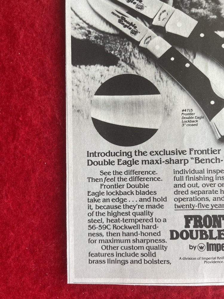 Vintage 1981 Print Ad Frontier Double Eagle Knife Advertisement