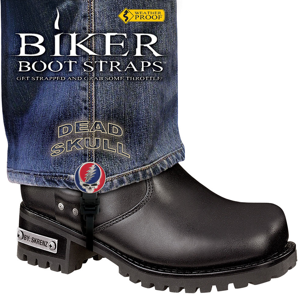 4" Dead Skull Biker Boot Straps