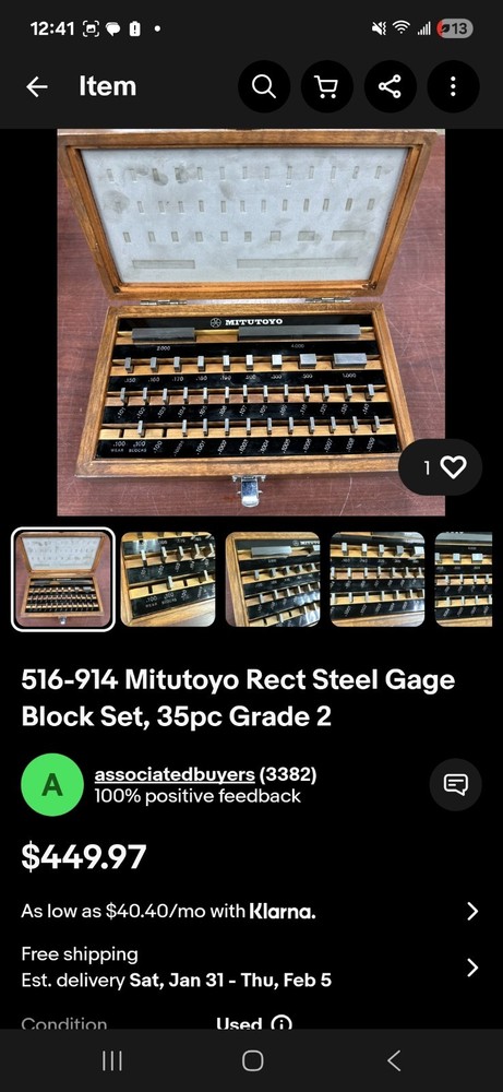 Complete Mitutoyo Gage Block Set #516-914 Grade 2