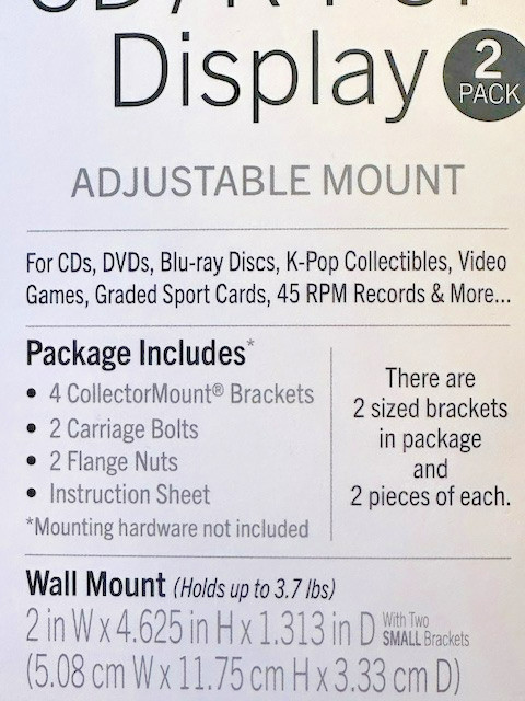 Collector Mount CD / K-POP Display 2 Pack Acrylic Adjustable Mount
