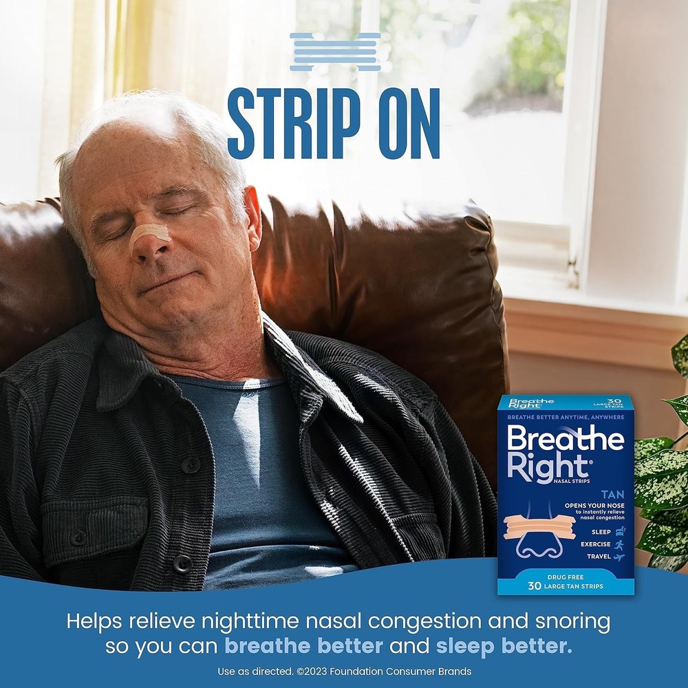 Versatile Tan Nose Strips - Reduce Snoring and Boost Airflow, 30 Count