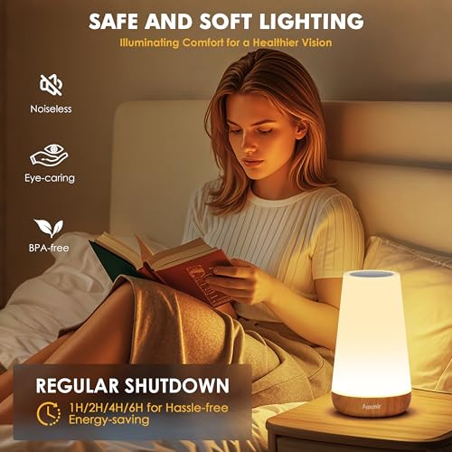 LED Night Light Bedside Lamp Touch and Remote Control Dimmable A - Light Brown