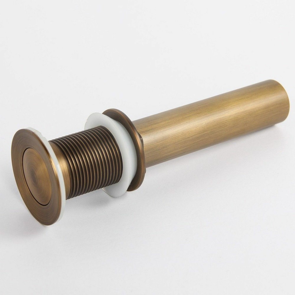 Antique Brass Bathroom Vessel Sink Pop Up Drain Stopper Without Overflow