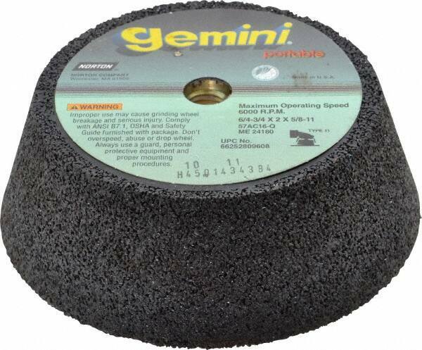 Norton 6" Diam, 2" Overall Thickness, 16 Grit, Type 11 Tool & Cutter Grinding...