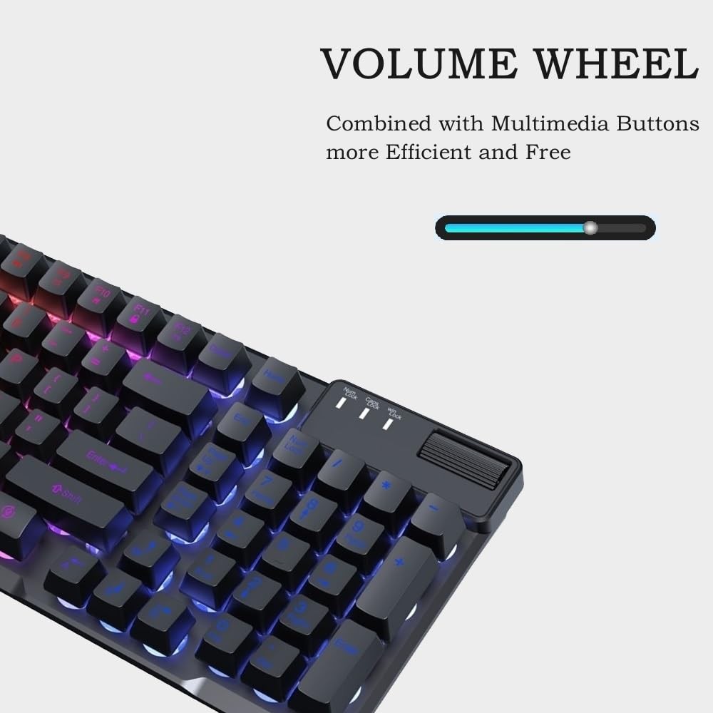 AF981 Wired 99Keys Computer Keyboard, Quite Brown Mechanical Feeling Membrane Ga