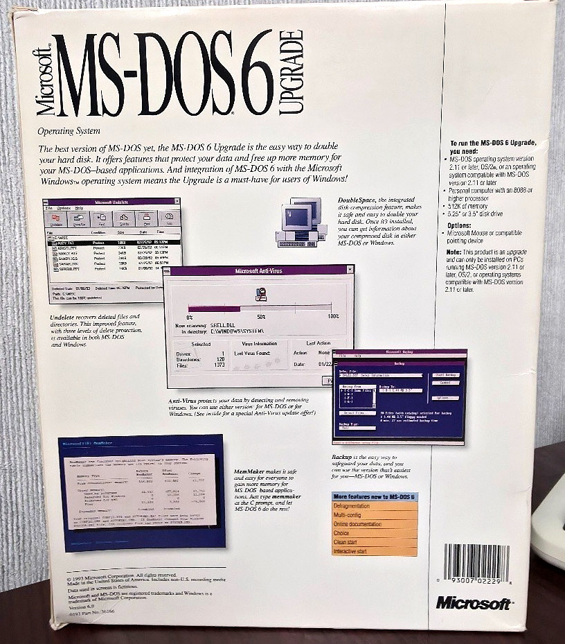 Microsoft MS-DOS 6.0 Vintage Operating System Software Upgrade 3.5" Disks