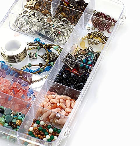 18 Grids Plastic Organizer Box with Dividers, Clear Compartment Container Sto...