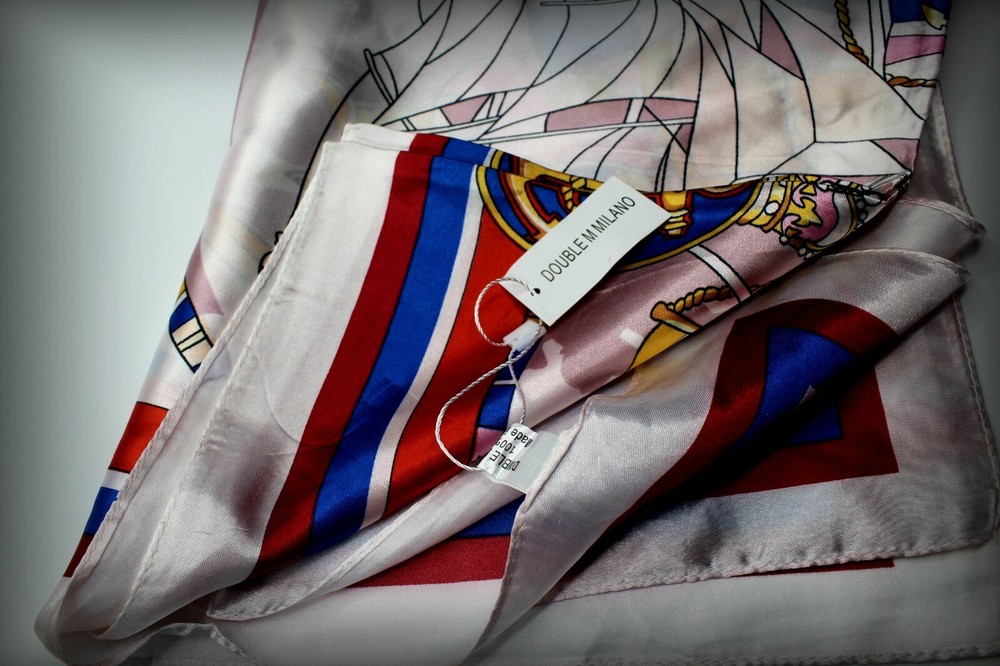 "Double M Milano" Square Royal Navy Scarf