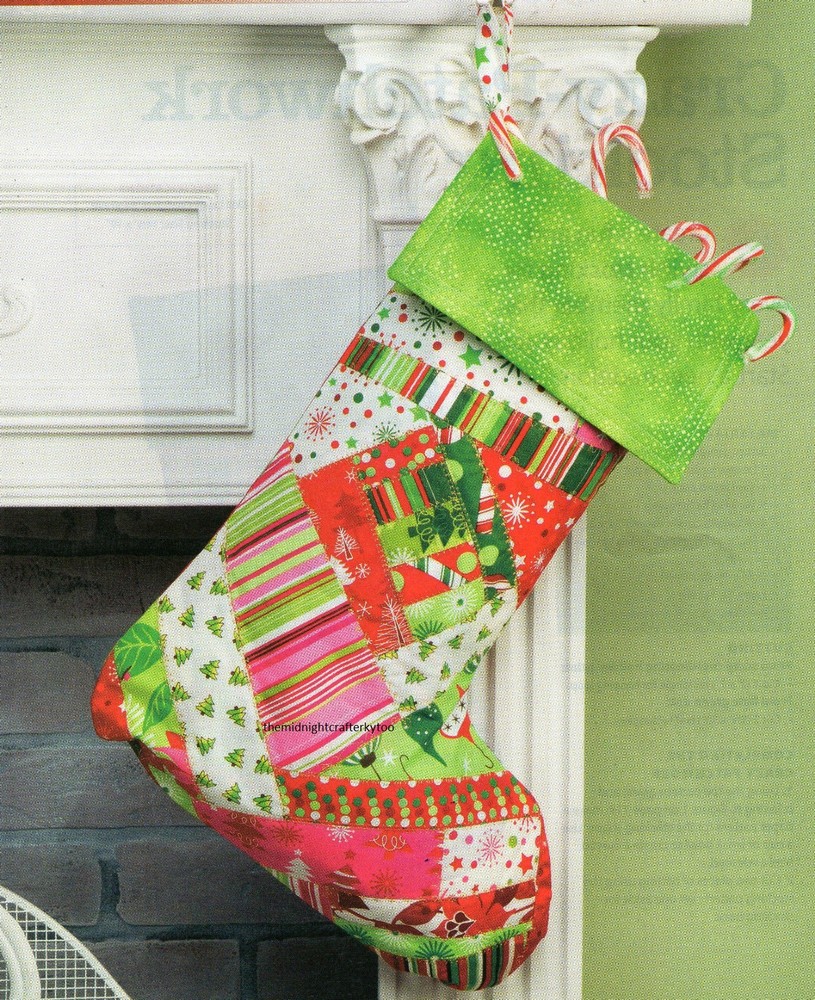 Crazy Patchwork Stocking Quilt Pattern Pieced SH