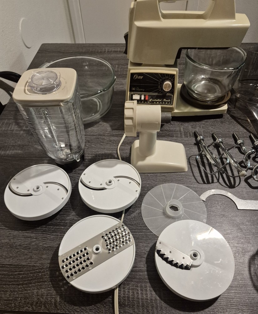Vintage Oster 12 speed Regency kitchen Center with attachments