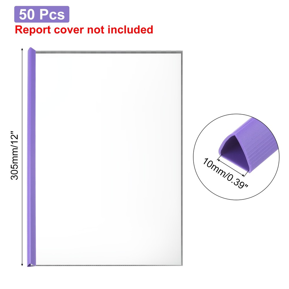 50Pcs Binding Bars, 10mm Binding Bars Slide Grip, Purple
