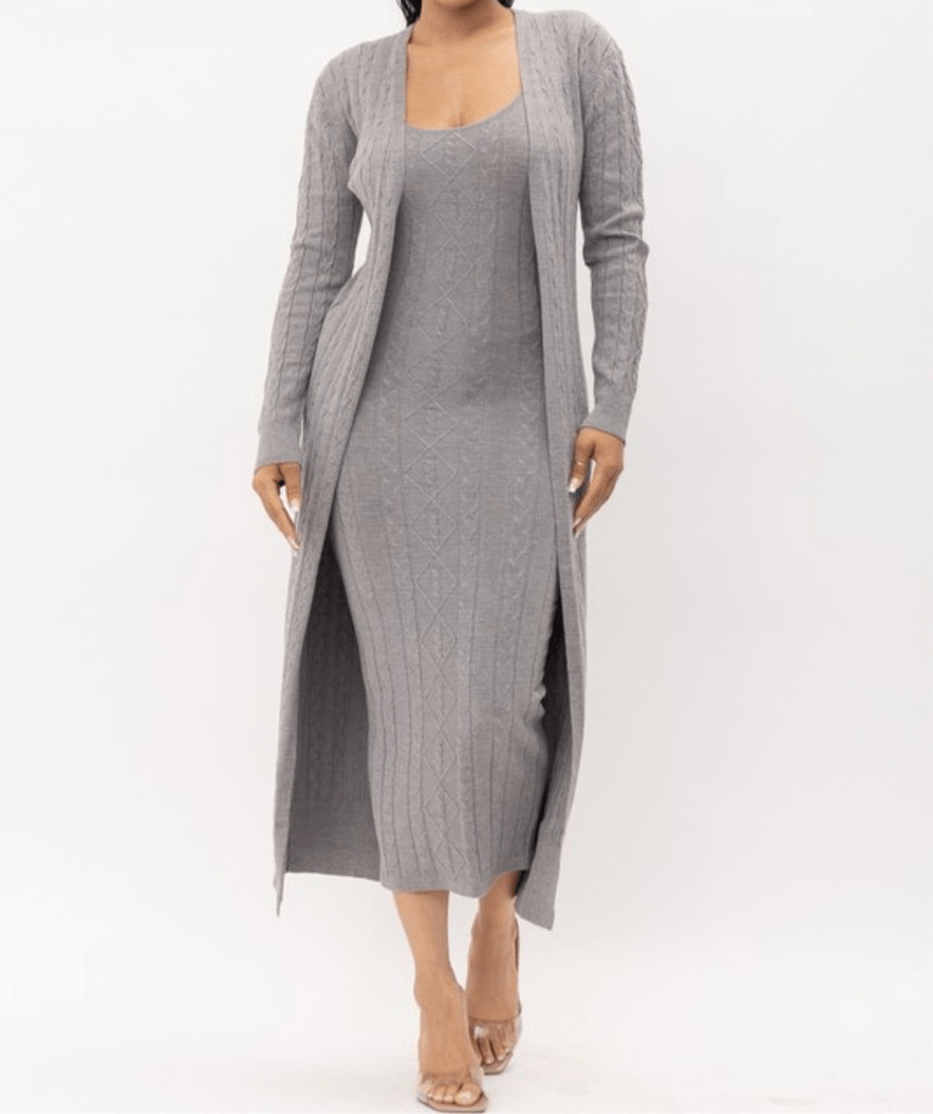 Grey Knit maxi dress set