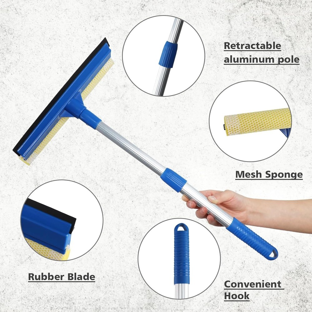 Durable Retractable Window Squeegee for Effortless Indoor & Outdoor Cleaning