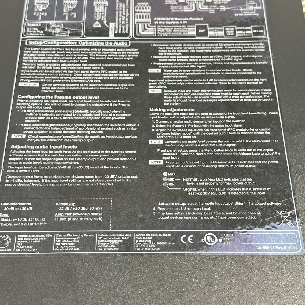 Extron System 5 IP Multi-Format Switcher – 5 Input AV Control – Used, Rack Ears